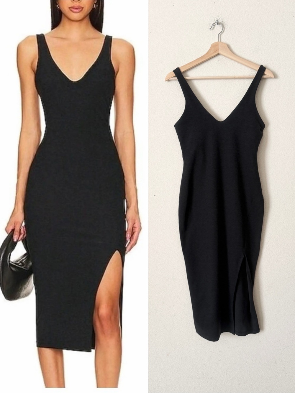 Beyond Yoga SMALL Spacedye Inspire slit hem midi dress in Darkest Night